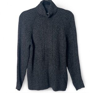 Sundance Women’s Charcoal Gray Ribbed Turtleneck Sweater Cotton Silk Blend Sz PL